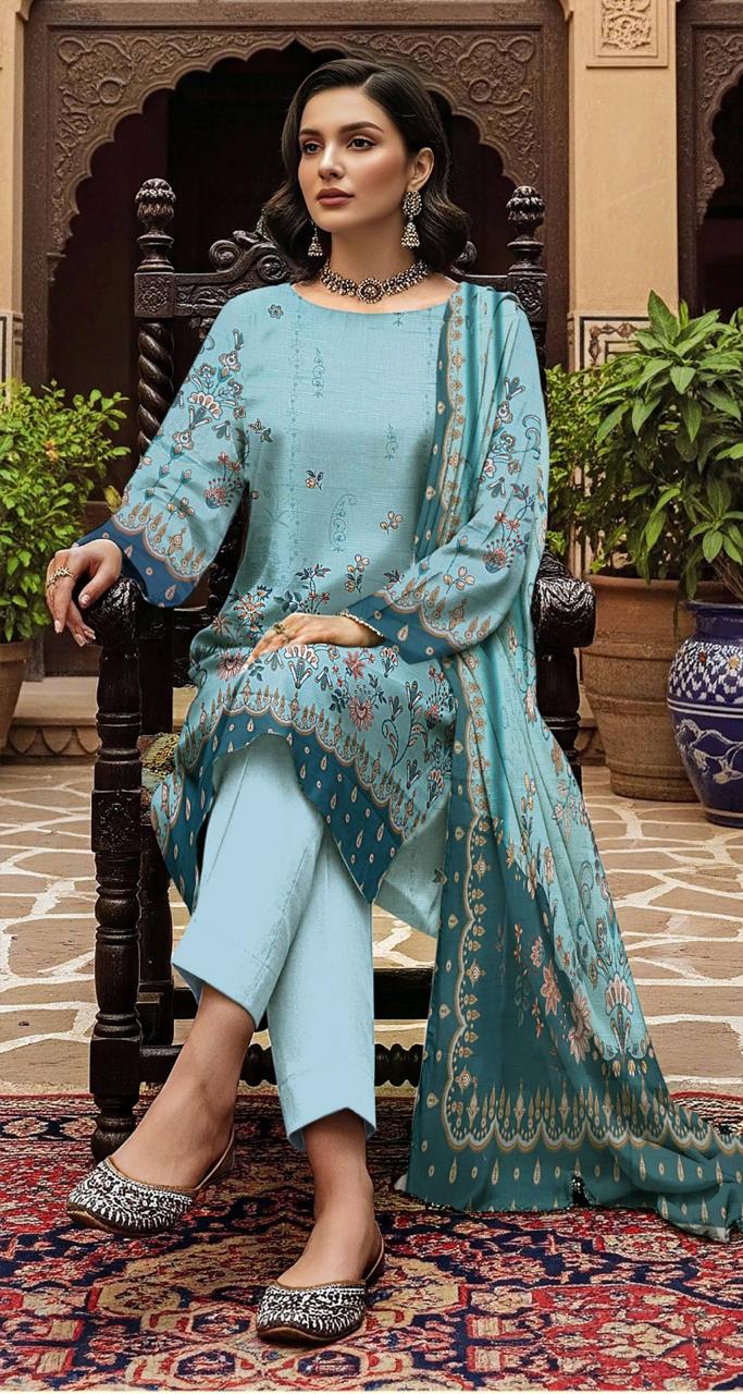 RR-01 - VIP Digital Print Slub Lawn Unstitched 3PC