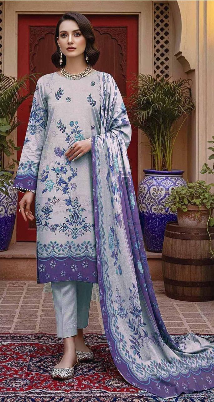 RR-03 - VIP Digital Print Slub Lawn Unstitched 3PC
