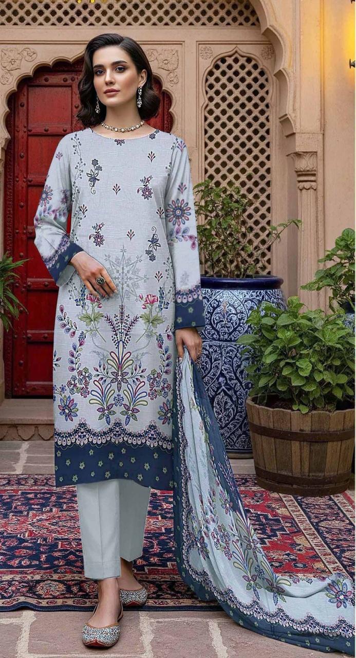 RR-05 - VIP Digital Print Slub Lawn Unstitched 3PC