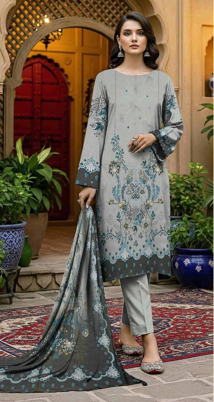 RR-06 - VIP Digital Print Slub Lawn Unstitched 3PC