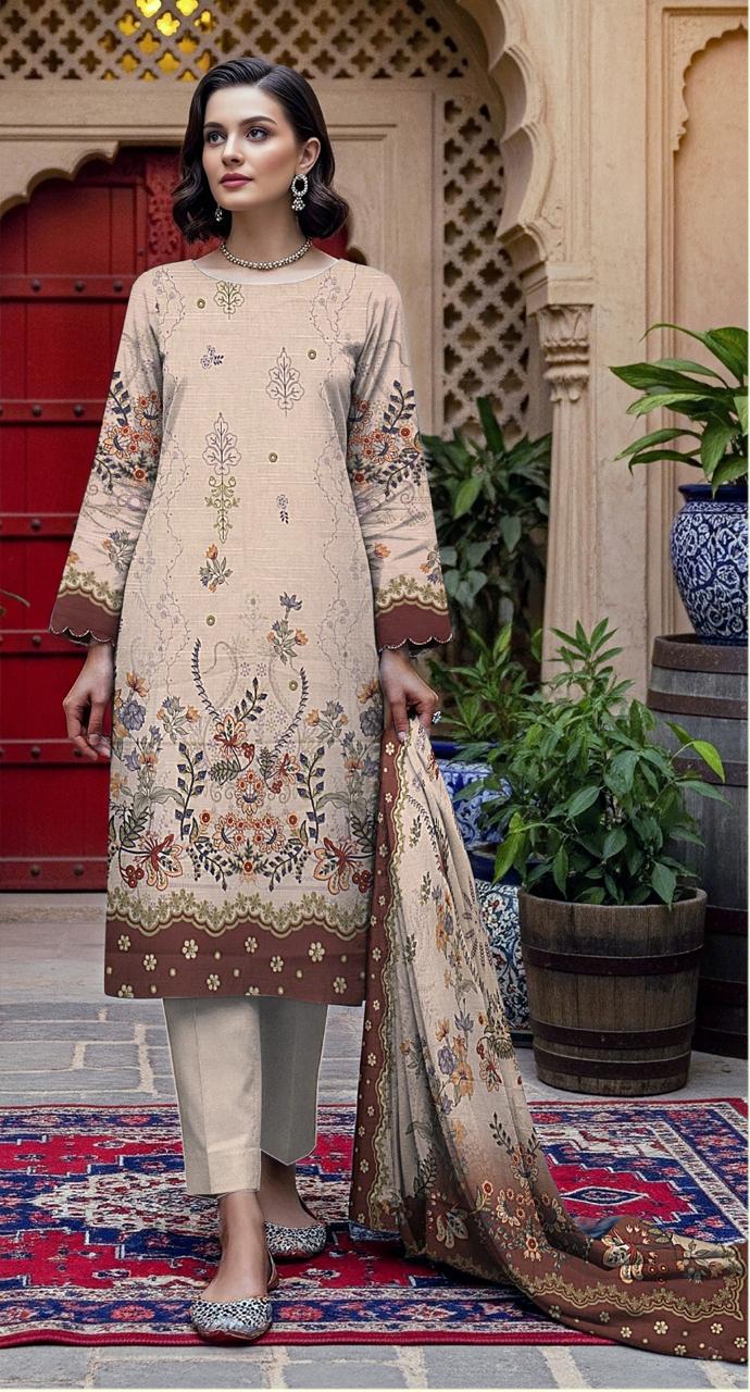 RR-07- VIP Digital Print Slub Lawn Unstitched 3PC