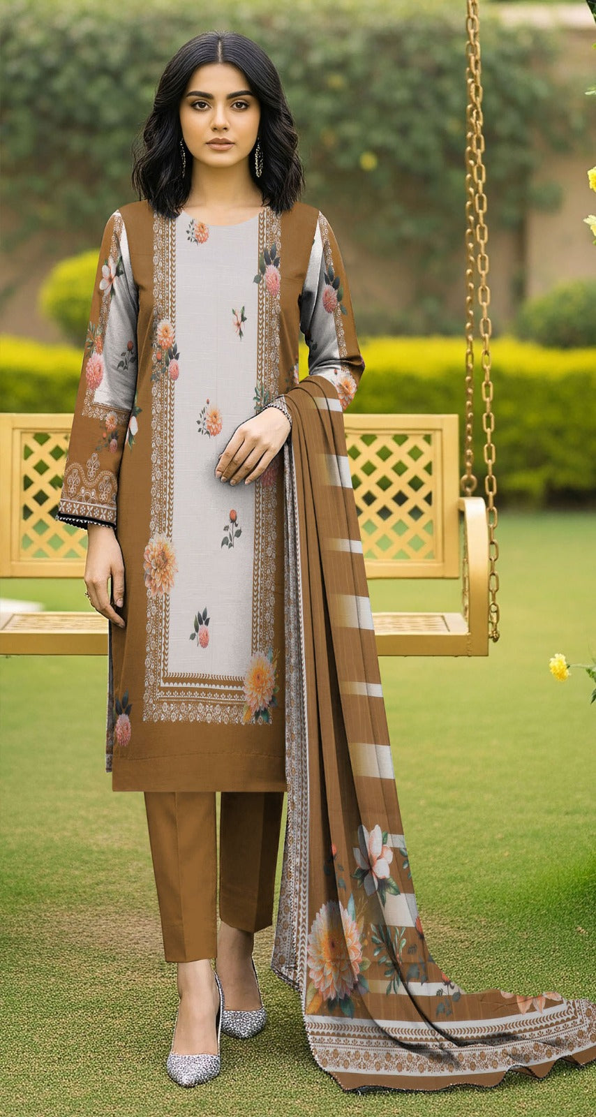 RR-18 - VIP Digital Print Slub Lawn Unstitched 3PC