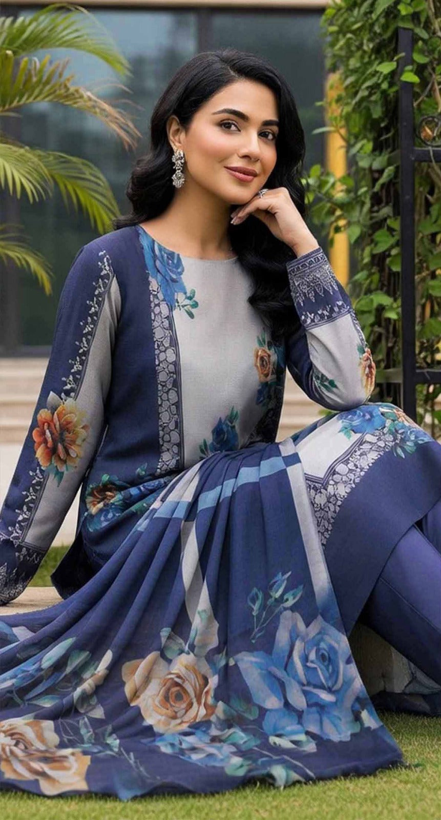 RR-13 - VIP Digital Print Slub Lawn Unstitched 3PC